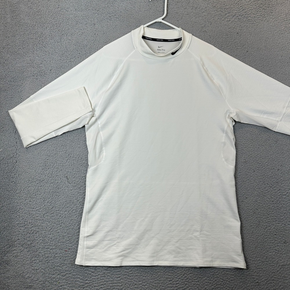 Nike Pro Base Layer Top Mens 2XL Dri-FIT Slim Fit White Mock Neck Activewear EUC